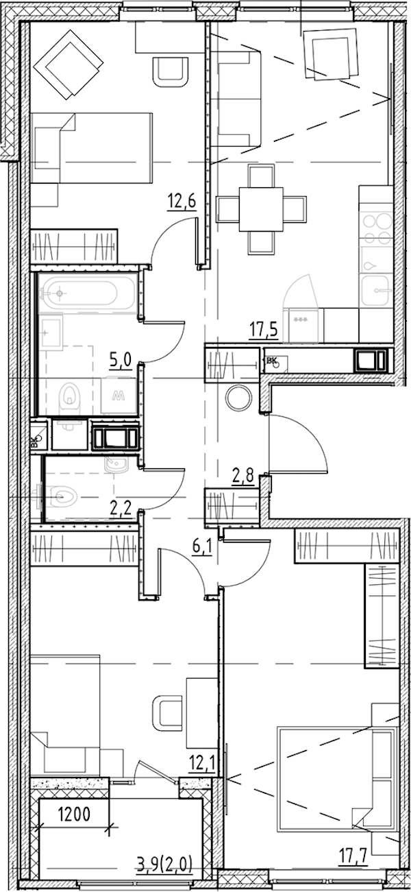 3-комнатная квартира 78 м², 4/9 эт., ЖК «Янила Форест»
